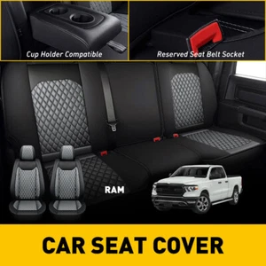 10Pc Black Gray Car Seat Cover Cushion Full Set For 2010-2022 Ram 1500 2500 3500 - Picture 1 of 12