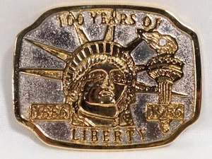 100 anni Statua della Libertà 1986 fibbia cintura oro e argento gemma - Foto 1 di 4