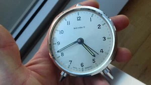 Wehrle INOX MINI 03-64-22 HAND-WINDING VINTAGE ALARM CLOCK REVEIL SVEGLIA WATCH - Imagen 1 de 12