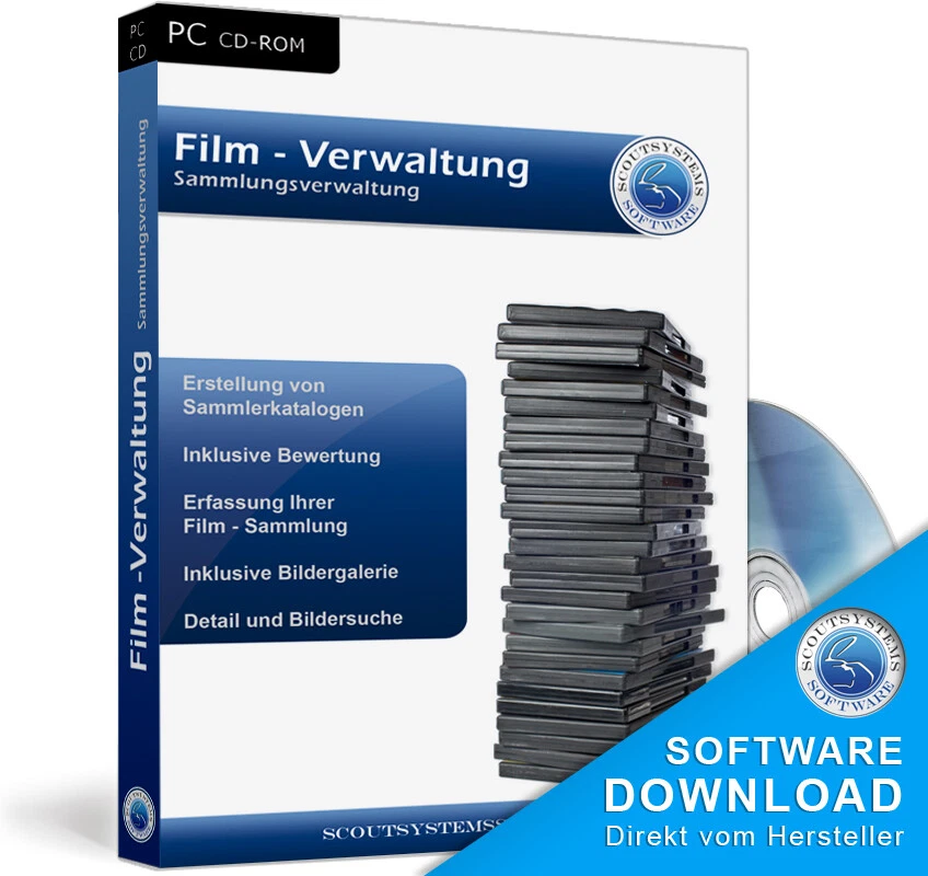 DVD Filme, Bluray,VHS,Schmalfilm  Film Verwaltung,Archivierungsprogramm,Software - Bild 1 von 1
