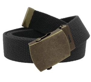 Build A Belt Men's Classic Antique Gold Slider 1.25" Buckle with Canvas Web Belt - Picture 1 of 24