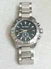Paul Jardin Men's Watch Round Black Dial Index Hours on Silver Linked Band New!