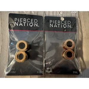 Pierced Nation 00G 10mm Ear Plugs Set New in Package - Imagen 1 de 5