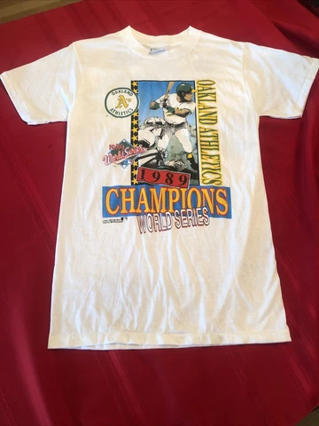 Vintage Oakland A’s 1989 World Series Champions T Shirt  Made In USA Size M Cover