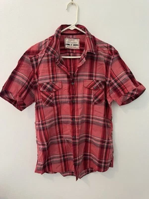 Esprit Red Plaid Short Sleeve Button-Up Shirt, Men’s Size L - Image 1 of 4