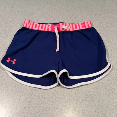 EUC....Under Armour, Girls Elastic Waist, Heat Gear, Athletic Shorts, size YM - Image 1 of 4