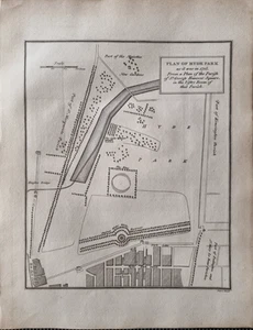 Plan of Hyde Park c.1765 – Early Map from St George Hanover Square Parish LONDON - Imagen 1 de 3