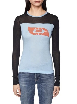 DIESEL T-Ina-Yoke Women T-Shirt S Cashmere Blend Long Sleeve Round Neck RRP€150 - Image 1 of 4