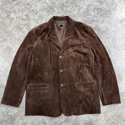 Vintage J Crew Blazer Mens Large Oarsman Brown Suede Leather Jacket sport coat - Image 1 of 4