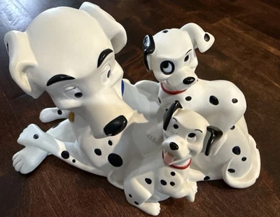 Vintage Disney 101 Dalmations Piggy Bank Hard Plastic Puppies - Image 1 of 4