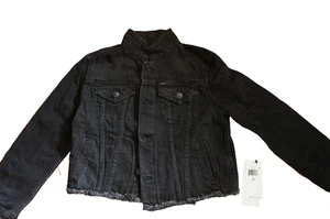 NWT Polo Ralph Lauren Girls Black Denim Jacket Stand Collar Sz 12 Orig $125 - Picture 1 of 12