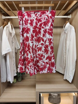 HOBBS UK 16 MAGENTA SKIRT FLARE SWING FLORAL ELASTICATED CASUAL OCCASION WOMENS - Image 1 of 4