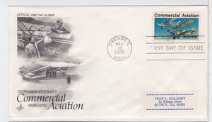 TurtlesTradingPost- Commercial Aviation 1976 #1684 Artcraft FDC - Picture 1 of 1