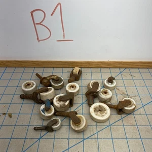 Antique Casters Swivel Wheels Lot Ceramic - Picture 1 of 13