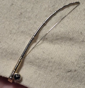 Vintage Hickok USA Gold & Silver Tone Metal & Enamel Fly Fishing Rod Tie Clip - Picture 1 of 8