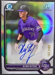 Bowman Draft 2022 cromo primer refractor automático/499 Ryan Ritter #CDA-RR Rockies - Imagen 1 de 2