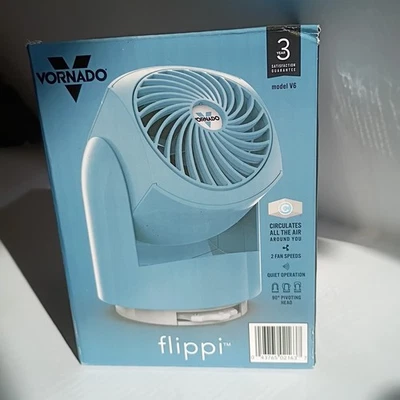 NIB Vornado Flippi V6 Compact Air Circulator Fan, Blue Tabletop Adjustable Head  - Image 1 of 4
