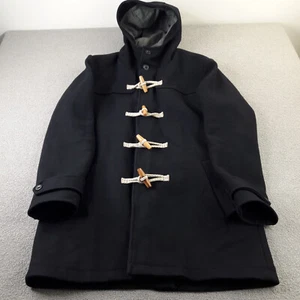 NN07 Mens Duffel Coat Large Navy Wool Cotton Blend Toggle Duffle No Nationality - Picture 1 of 16