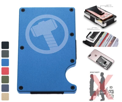 Thor RFID Blocking Aluminum Minimalist Wallet Money Clip Men Credit Card Holder - Image 1 of 4