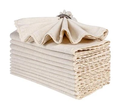 Natural Color Blend Cotton Linen 18" x 18" (Set of 1) Natural - With Lace - Image 1 of 4