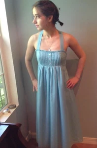 Rare Vintage J Crew Collection 34" bust Romantic Empire Wedding  Blue - Picture 1 of 12