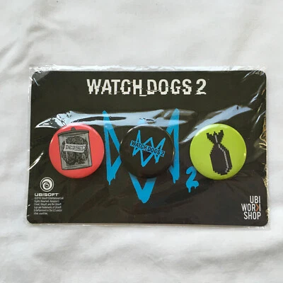 Watch Dogs 2 Button Badges Large Size Promo Collector Official "NEW" SEALED - Image 1 of 4