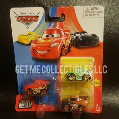 DISNEY PIXAR CARS MINI RACERS XRS MCQUEEN BRICK YARDLEY TIM 3 PACK SHIP $15+ - Image 1 of 2