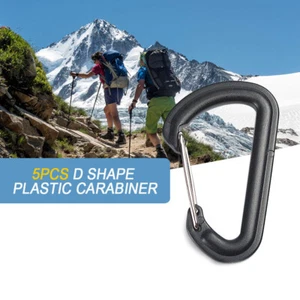 5X Outdoor D-Shape Plastic Carabiner Spring Snap Key Chain Clip Hook Buckle M2M5 - Picture 1 of 10
