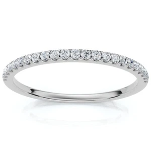 1/4Ct Diamond Wedding Ring Prong Set Stackable Anniversary Band Gold Lab Grown - Picture 1 of 9