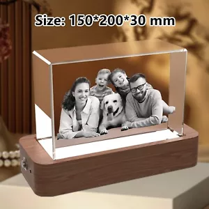 Custom 3D Crystal Photo Gifts, Laser Engraving Wedding Anniversary Birthday Gift - Picture 1 of 14