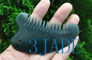 Hand Carved Natural Nephrite Jade Hair Comb Gemstone Hair Accessories - Picture 1 of 5