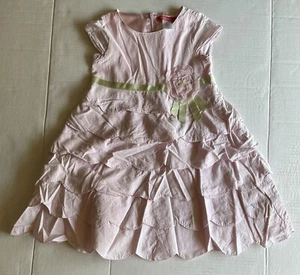 Gymboree Dress Girls 6 Pink Scalloped Ruffled Flower Accent Cotton Satin Lined - Picture 1 of 5