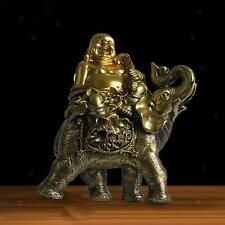 Lachender Buddha Auf Elefant-Statue Geschenke Feng Shui Für