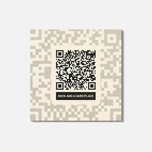 Rock And A Hard Place QR Code 4'' X 4'' Square Wooden Coaster - Picture 1 of 3
