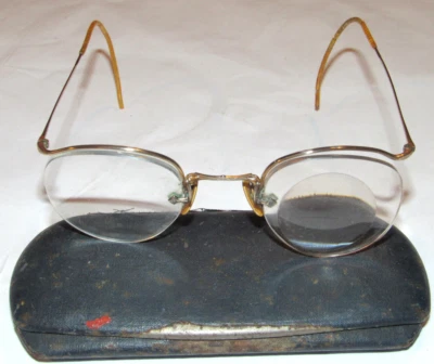 ¡GAFAS ÓPTICAS SEMI-SIN MONTURA VINTAGE AO/AMERICANAS COLOR COMPLETO! 42mm! GF! CABLE TEMPLE! Foto 1 de 4