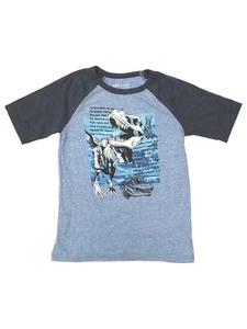 Jumping Beans Boys 2-Tone Blue Short Sleeve Dinosaur T-Rex Tee Shirt T-Shirt 4 - Picture 1 of 1