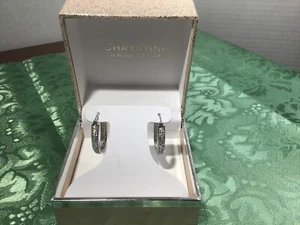 Chrystina Genuine Crystal Hoop Earrings NWT $60 Holidays - Picture 1 of 5
