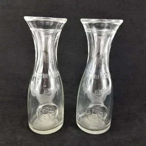 Lot Of 2 Vintage Glass Carafe Made in Italy Quarto Litro 0.25L with Ladies Head - Picture 1 of 8