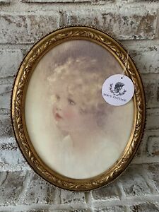 Vintage Oval Gold Toned Frame With A Girl Photo