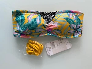 Rip Curl Tropic Tribe Bandeau Bikini Top XXS 2XS Yellow Flowers NEW With Tags - Picture 1 of 3
