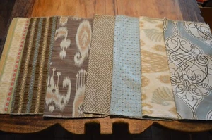 7 Upholstery Fabric Samples,Beautiful Mint Condition,17 x 17",Blue Prints - Picture 1 of 6