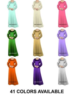 Abito lungo hijab musulmano Ramadan maxi abito lungo lunghezza pavimento raso abito lungo S121 - Foto 1 di 45