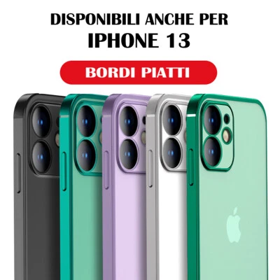 Custodia cover per iPhone 13 12 Tutti Modelli in TPU Soft PLACCATO Bordi piatti - Immagine 1 di 4