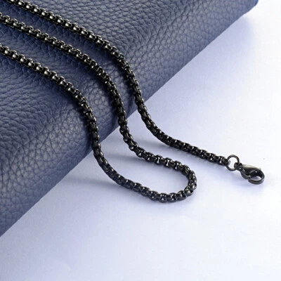 Venta al por mayor Collares de cadena de caja redonda de 3 mm de acero inoxidable plateado para joyería hágalo usted mismo  Foto 1 de 4