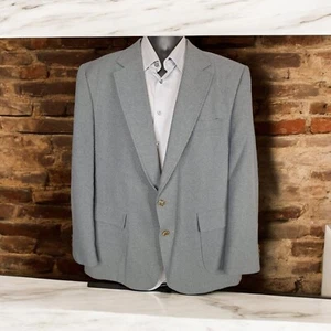 Vintage Sears Sport Coat Blazer Mens 50R Gray Gold Button Half Lined - Picture 1 of 12