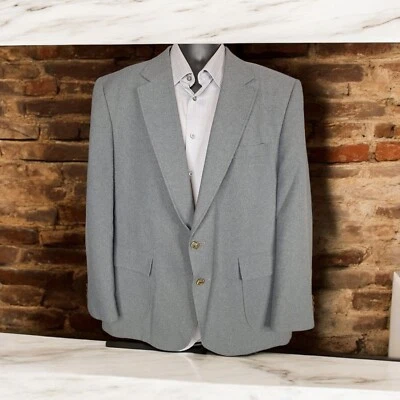 Vintage Sears Sport Coat Blazer Mens 50R Gray Gold Button Half Lined - Image 1 of 4