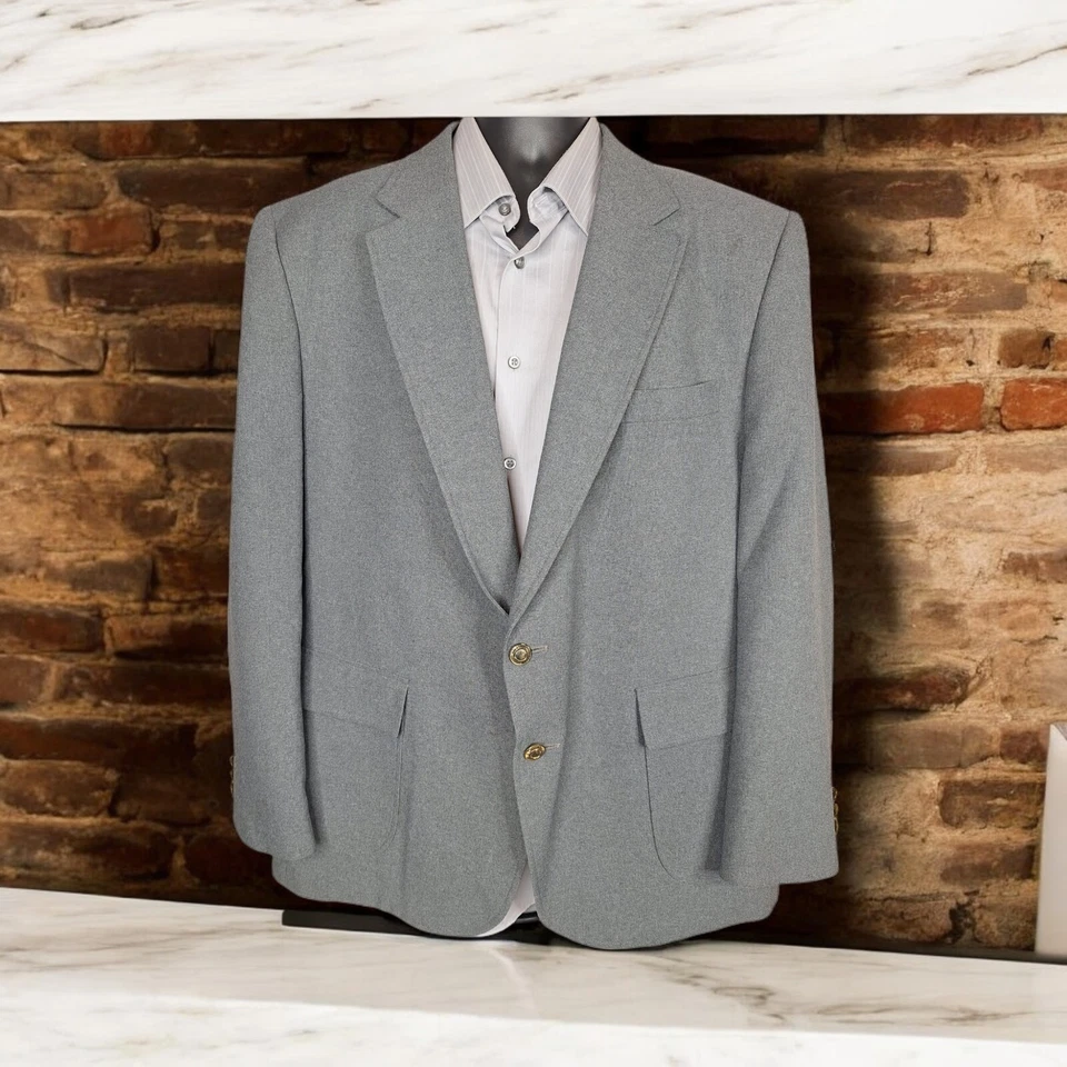 Blazer Abrigo Deportivo Vintage Sears Para Hombre 50R Gris Dorado Botón Medio Forrado Foto 1 de 4