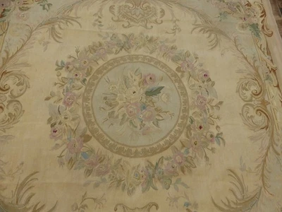 6'9x6'9 Square Chic French Aubusson weave hand knotted wool Needlepoint area rug - Image 1 of 4