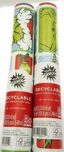 The Grinch Dr. Seuss ~ Gift Wrapping Paper ~ 3.33ft x 6yd ~ Christmas ~ Lot of 2 - Picture 1 of 4