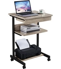 Escritorio con ruedas para computadora portátil pequeño PC mesa de esquina estación de trabajo para oficina en casa Foto 1 de 4